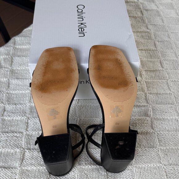 Calvin Klein Linella black chunky block heel sandal size 8 - Picture 4 of 5